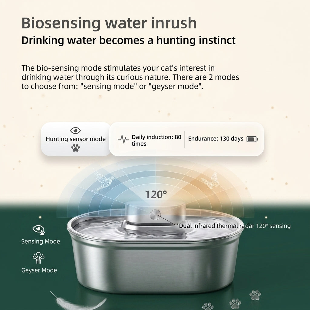 Automatic cat and dog water fountain size view
