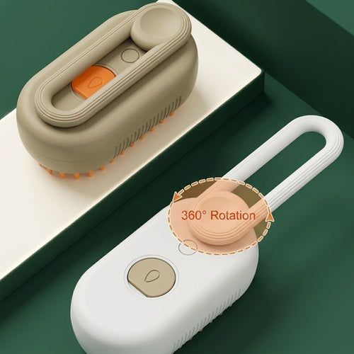 Steam grooming brush in use on pet fur