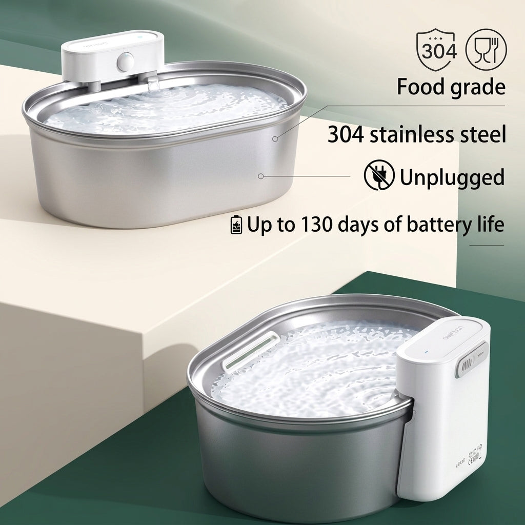 Pet water fountain with filtered flowing water