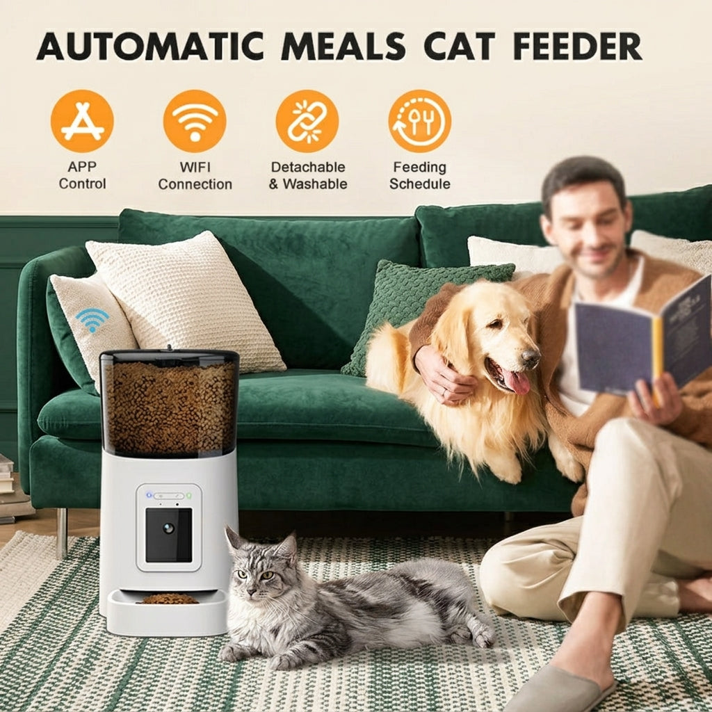 Pet feeder camera and night vision view